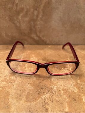 Ralph Lauren Two-Tone Rectangular Glasses in Burgundy and Yellow/Gold